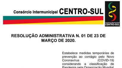 RESOLUÇÃO ADMINISTRATIVA 01/2020 - ESTABELECE MEDIDAS DE PREVENÇÃO CONTRA O CORONAVÍRUS