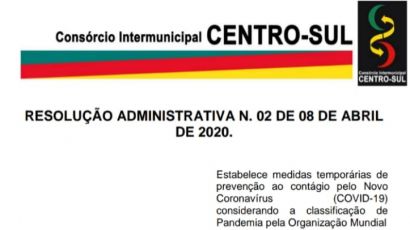 RESOLUÇÃO ADMINISTRATIVA 02/2020 - ESTABELECE MEDIDAS DE PREVENÇÃO CONTRA O CORONAVÍRUS
